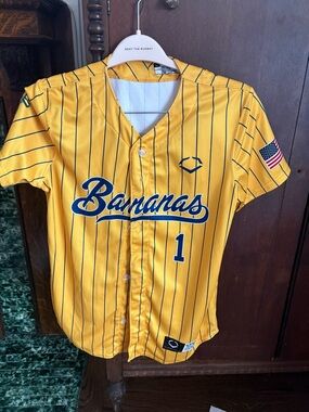 Savannah Bananas Youth Yellow Pinstripe Baseball Jersey - Number 1 *signed*